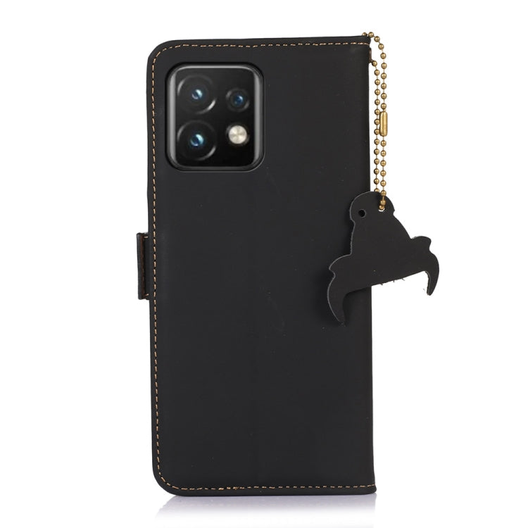 For Motorola Moto X40 Pro Genuine Leather Magnetic RFID Leather Phone Case(Black) - Motorola Cases by buy2fix | Online Shopping UK | buy2fix