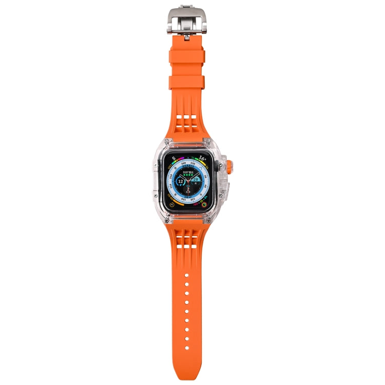 Fluorine Rubber Clear Watch Band Case For Apple Watch Series 8&7 45mm/SE 2&6&SE&5&4 44mm(Orange) - Watch Bands by buy2fix | Online Shopping UK | buy2fix