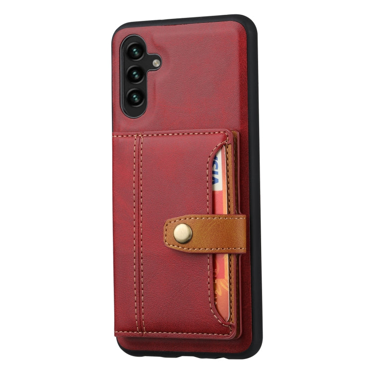 For Samsung Galaxy A14 5G Calfskin Card Slot TPU + PU Phone Case(Red) - Galaxy Phone Cases by buy2fix | Online Shopping UK | buy2fix