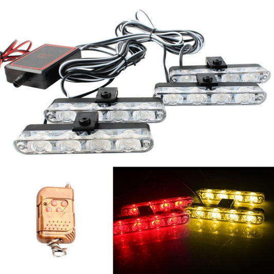 4 in 1 Car 16LEDs Grille Flash Lights Warning Lights with Wireless Remote Control(Red Yellow) - In Car by buy2fix | Online Shopping UK | buy2fix