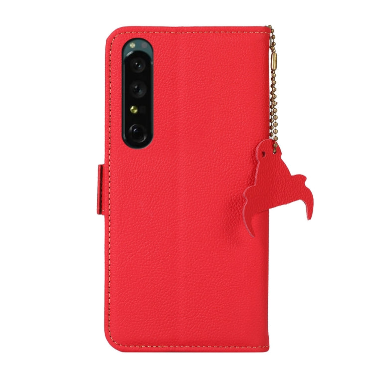 For Sony Xperia 1 IV Side-Magnetic TJ Genuine Leather RFID Phone Case(Red) - Sony Cases by buy2fix | Online Shopping UK | buy2fix