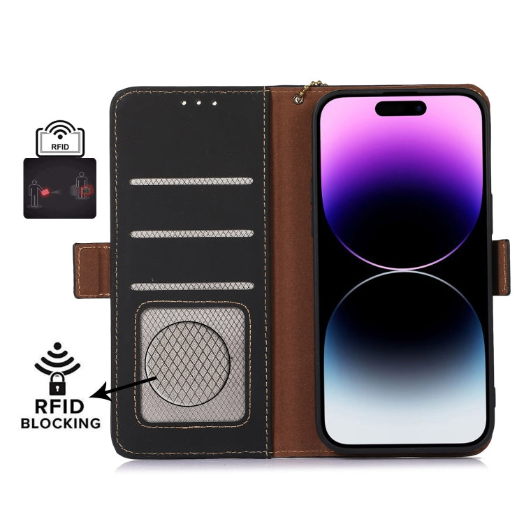 For Samsung Galaxy A24 4G Genuine Leather Magnetic RFID Leather Phone Case(Black) - Galaxy Phone Cases by buy2fix | Online Shopping UK | buy2fix