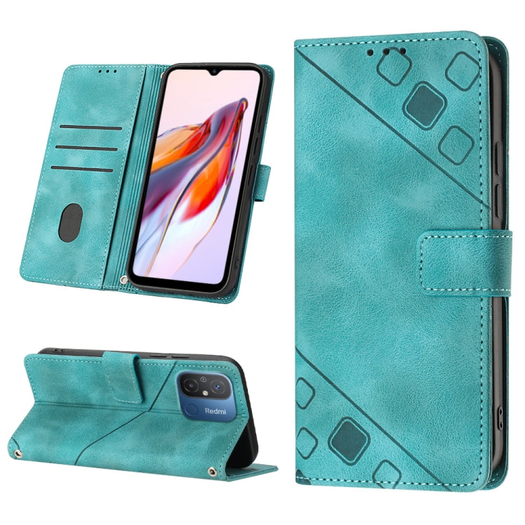 For Xiaomi Redmi 12C / 11A 4G Skin-feel Embossed Leather Phone Case(Green) - Xiaomi Cases by buy2fix | Online Shopping UK | buy2fix