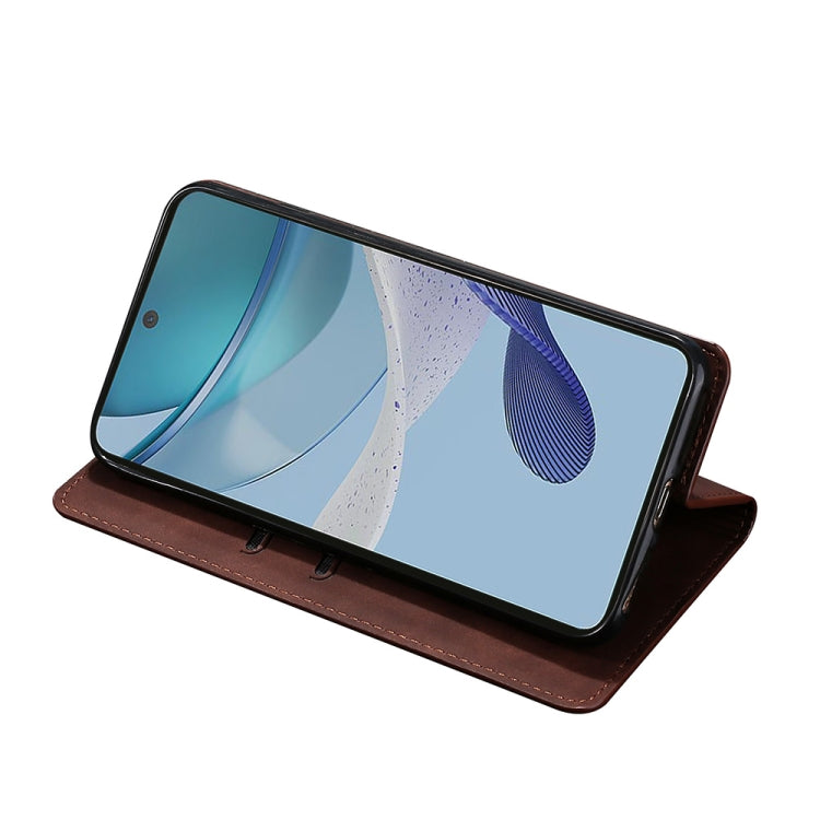 For Xiaomi Redmi 12C 4G Skin Feel Magnetic Horizontal Flip Leather Phone Case(Dark Brown) - Xiaomi Cases by buy2fix | Online Shopping UK | buy2fix