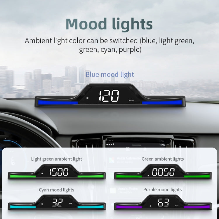 G15 Car HD GPS Head-Up Display with Color Changing Ambient Light - In Car by buy2fix | Online Shopping UK | buy2fix