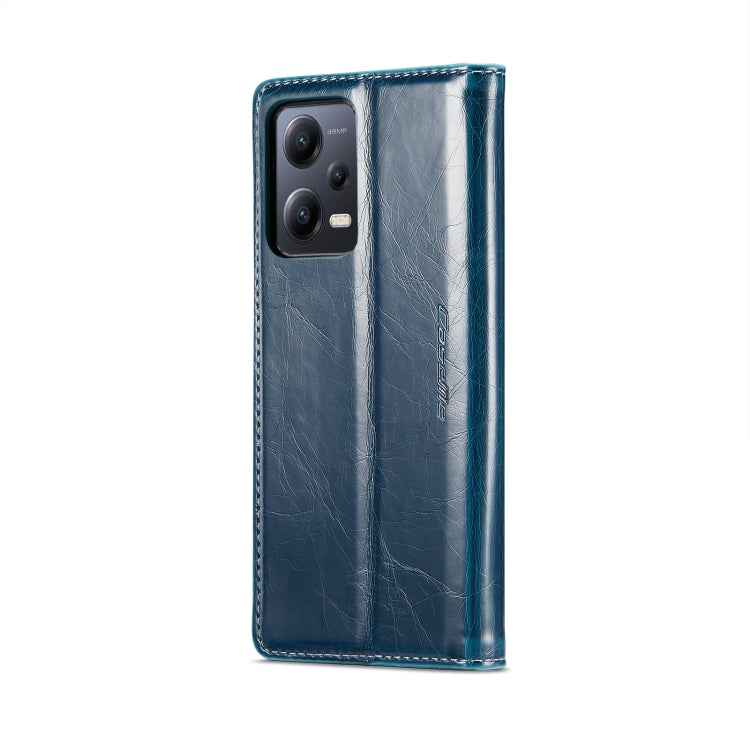 For Xiaomi Redmi Note 12 5G / Poco X5 CaseMe 003 Crazy Horse Texture Leather Phone Case(Blue) - Note 12 Cases by CaseMe | Online Shopping UK | buy2fix