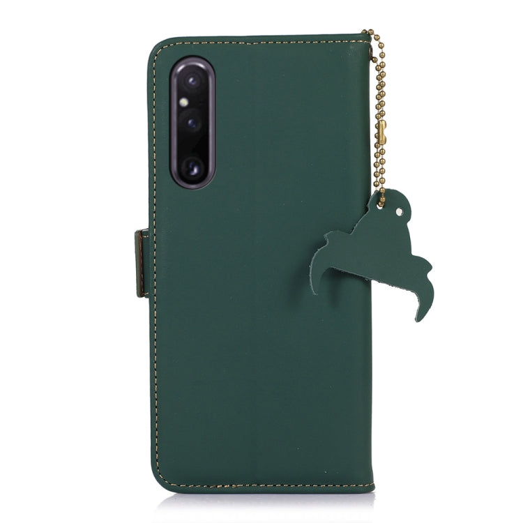 For Sony Xperia 1 V Genuine Leather Magnetic RFID Leather Phone Case(Green) - Sony Cases by buy2fix | Online Shopping UK | buy2fix