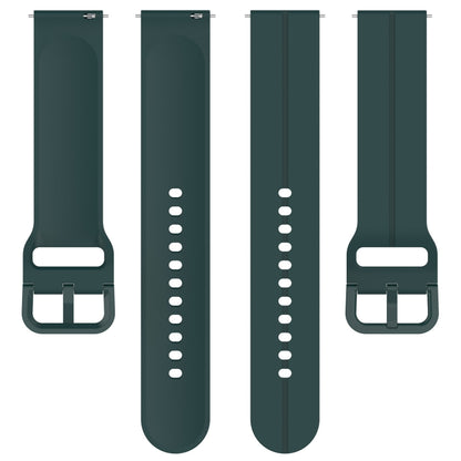 22mm Universal Flat Head Groove Silicone Watch Band(Dark Green) - 22mm Bands by buy2fix | Online Shopping UK | buy2fix