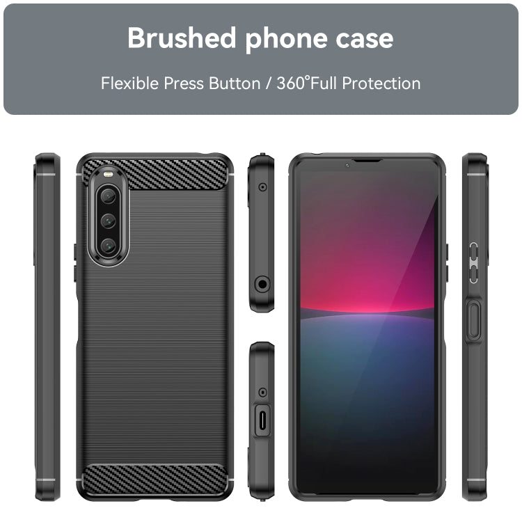 For Sony Xperia 10 V Brushed Texture Carbon Fiber TPU Phone Case(Black) - Sony Cases by buy2fix | Online Shopping UK | buy2fix