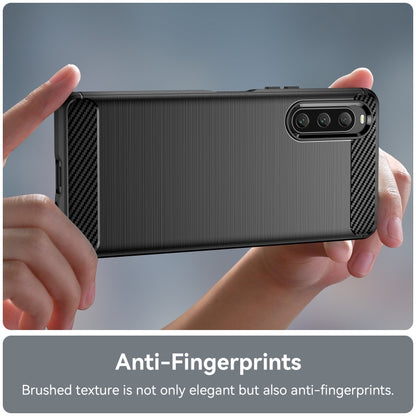 For Sony Xperia 10 V Brushed Texture Carbon Fiber TPU Phone Case(Black) - Sony Cases by buy2fix | Online Shopping UK | buy2fix