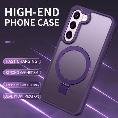 For Samsung Galaxy S23 Ultra 5G Skin Feel MagSafe Magnetic Holder Phone Case(Purple) - Galaxy S23 Ultra 5G Cases by buy2fix | Online Shopping UK | buy2fix