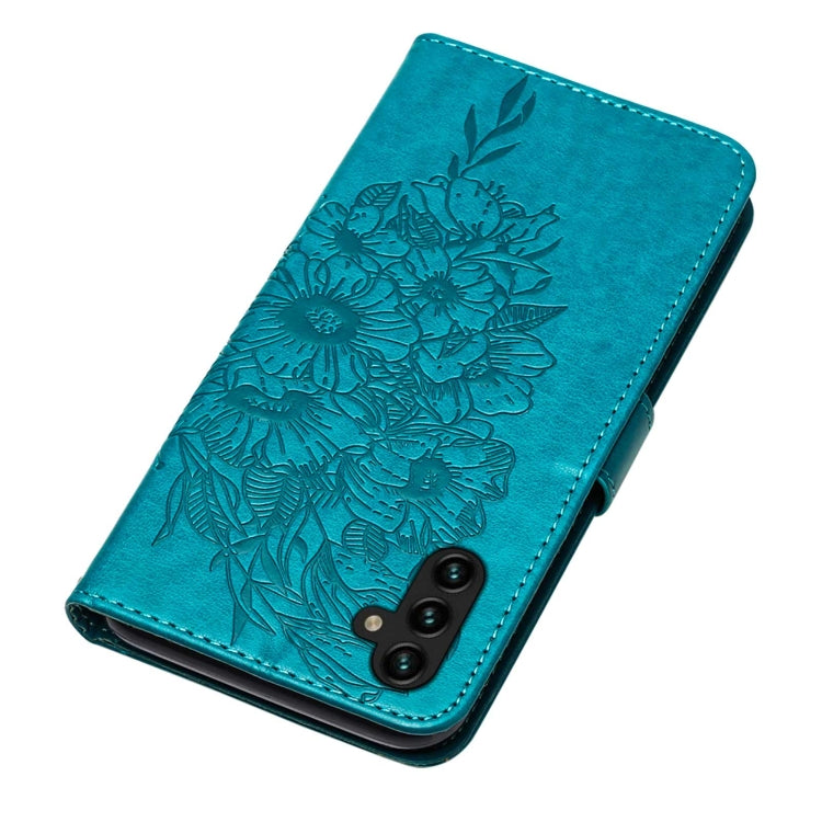 For Samsung Galaxy A34 5G Embossed Butterfly Leather Phone Case(Blue) - Galaxy Phone Cases by buy2fix | Online Shopping UK | buy2fix