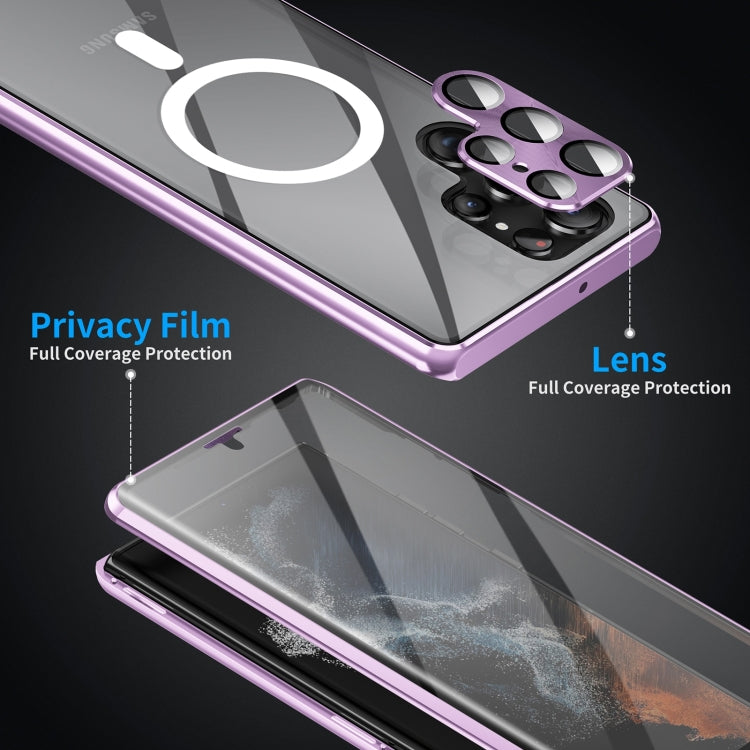 For Samsung Galaxy S24 Ultra 5G HD Full Cover Magsafe Magnetic Metal Tempered Glass Phone Case(Purple) - Galaxy S24 Ultra 5G Cases by buy2fix | Online Shopping UK | buy2fix