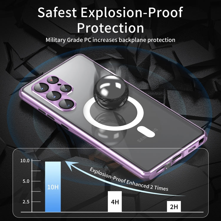 For Samsung Galaxy S24 5G HD Full Cover Magsafe Magnetic Metal Tempered Glass Phone Case(Purple) - Galaxy S24 5G Cases by buy2fix | Online Shopping UK | buy2fix