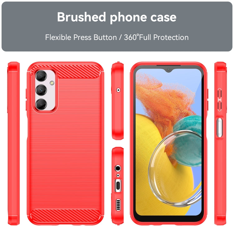 For Samsung Galaxy M14 5G Brushed Texture Carbon Fiber TPU Phone Case(Red) - Galaxy Phone Cases by buy2fix | Online Shopping UK | buy2fix