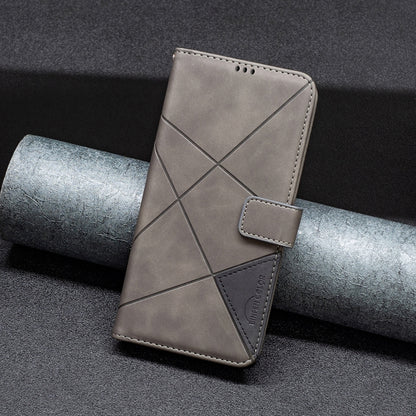 For Samsung Galaxy A24 4G Magnetic Buckle Rhombus Texture Leather Phone Case(Grey) - Galaxy Phone Cases by buy2fix | Online Shopping UK | buy2fix