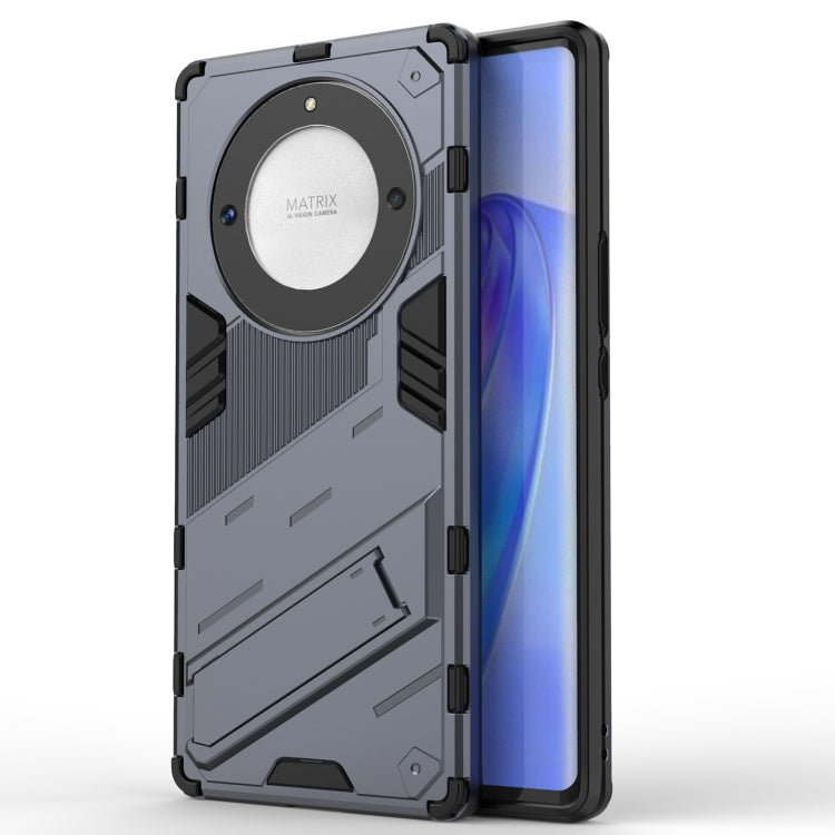 For Honor X9a/X40 5G/Magic5 Lite Punk Armor PC + TPU Phone Case with Holder(Grey) - Honor Cases by buy2fix | Online Shopping UK | buy2fix