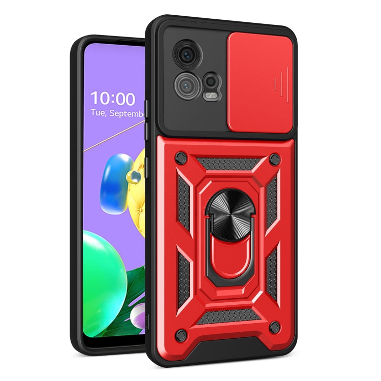 For Motorola Moto G72 Sliding Camera Cover Design TPU+PC Phone Case(Red) - Motorola Cases by buy2fix | Online Shopping UK | buy2fix