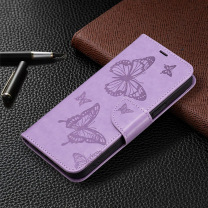 For Xiaomi Redmi Note 12 4G Global Two Butterflies Embossing Leather Phone Case(Purple) - Note 12 Cases by buy2fix | Online Shopping UK | buy2fix
