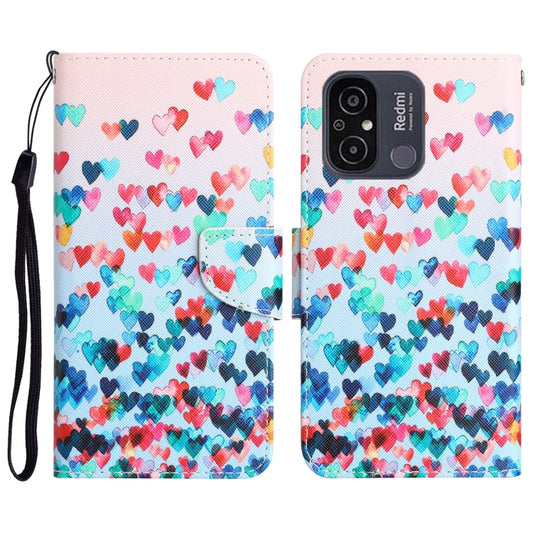 For Xiaomi Redmi 12C Colored Drawing Leather Phone Case(Heart) - Xiaomi Cases by buy2fix | Online Shopping UK | buy2fix