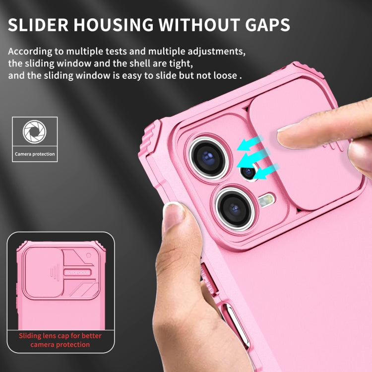 For Xiaomi Redmi Note 12 5G / Poco X5 Stereoscopic Holder Sliding Camshield Phone Case(Pink) - Note 12 Cases by buy2fix | Online Shopping UK | buy2fix