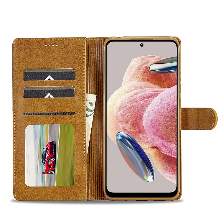 For Xiaomi Redmi Note 12 4G Global LC.IMEEKE Calf Texture Leather Phone Case(Brown) - Note 12 Cases by LC.IMEEKE | Online Shopping UK | buy2fix