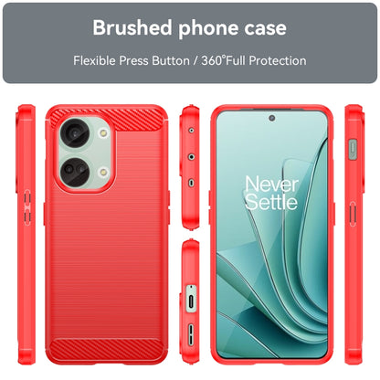 For OnePlus 11R Brushed Texture Carbon Fiber TPU Phone Case(Red) - OnePlus Cases by buy2fix | Online Shopping UK | buy2fix