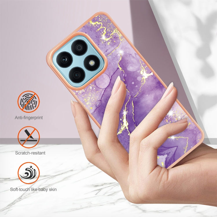 For Honor X8a Electroplating Marble Dual-side IMD Phone Case(Purple 002) - Honor Cases by buy2fix | Online Shopping UK | buy2fix