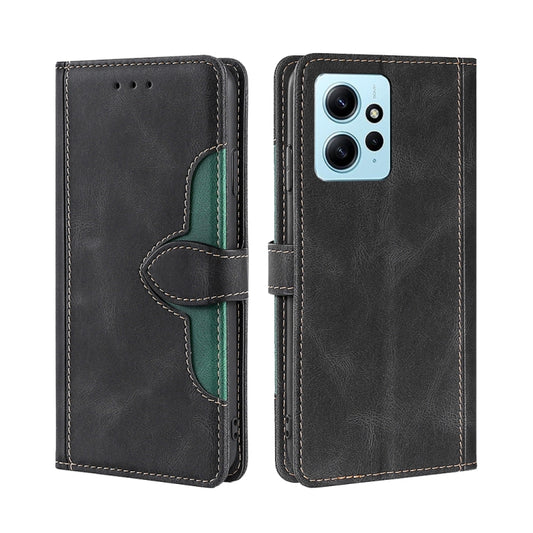 For Xiaomi Redmi Note 12 4G Global Skin Feel Magnetic Buckle Leather Phone Case(Black) - Note 12 Cases by buy2fix | Online Shopping UK | buy2fix