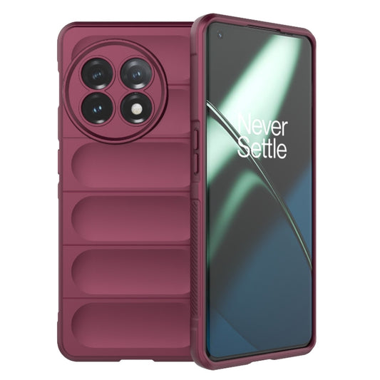 For OnePlus 11 5G Magic Shield TPU + Flannel Phone Case(Wine Red) - OnePlus Cases by buy2fix | Online Shopping UK | buy2fix