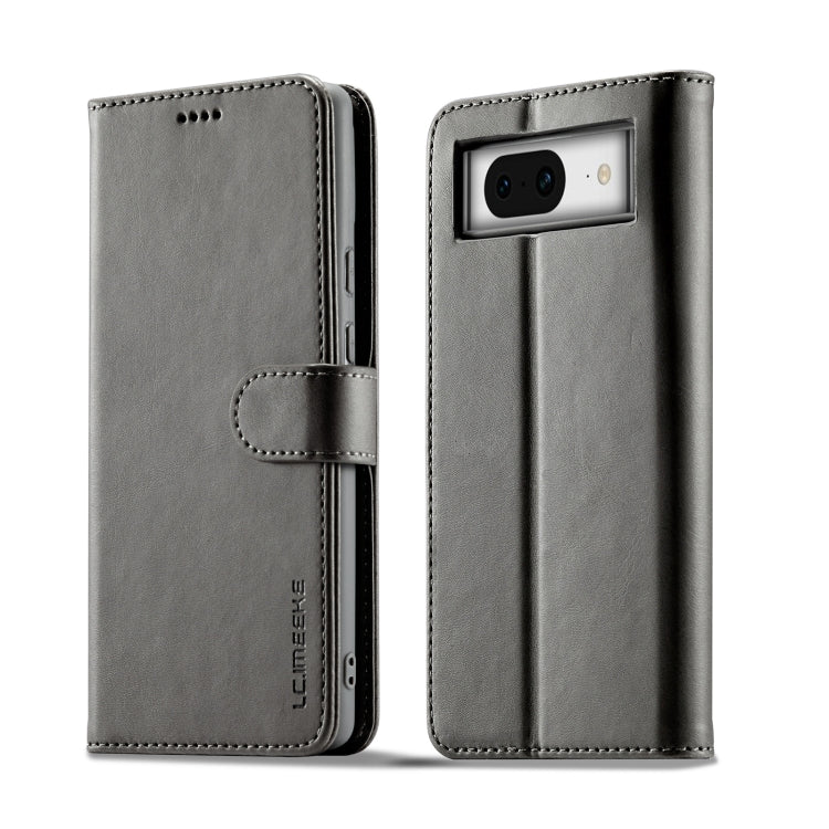 For Google Pixel 8 LC.IMEEKE Calf Texture Flip Leather Phone Case(Grey) - Google Cases by LC.IMEEKE | Online Shopping UK | buy2fix