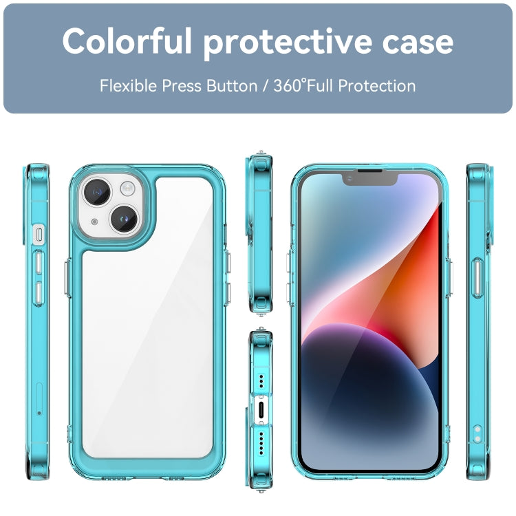 For iPhone 15 Colorful Series Acrylic + TPU Phone Case(Transparent Blue) - iPhone 15 Cases by buy2fix | Online Shopping UK | buy2fix