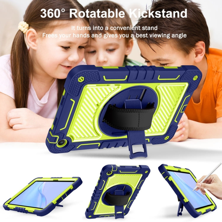 For Huawei MatePad SE 10.4 360 Degree Rotation PC Contrast Silicone Tablet Case(Navy Blue + Yellow Green) - For Huawei by buy2fix | Online Shopping UK | buy2fix