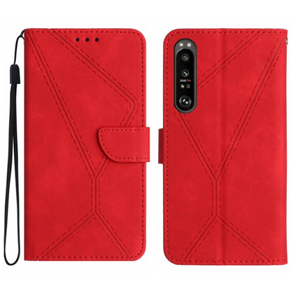 For Sony Xperia 1 V Stitching Embossed Leather Phone Case(Red) - Sony Cases by buy2fix | Online Shopping UK | buy2fix