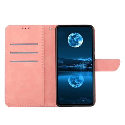 For Xiaomi Redmi Note 12 5G Stitching Embossed Leather Phone Case(Pink) - Note 12 Cases by buy2fix | Online Shopping UK | buy2fix