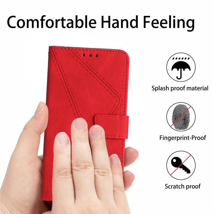 For Xiaomi Redmi 12 4G Global Stitching Embossed Leather Phone Case(Red) - Xiaomi Cases by buy2fix | Online Shopping UK | buy2fix