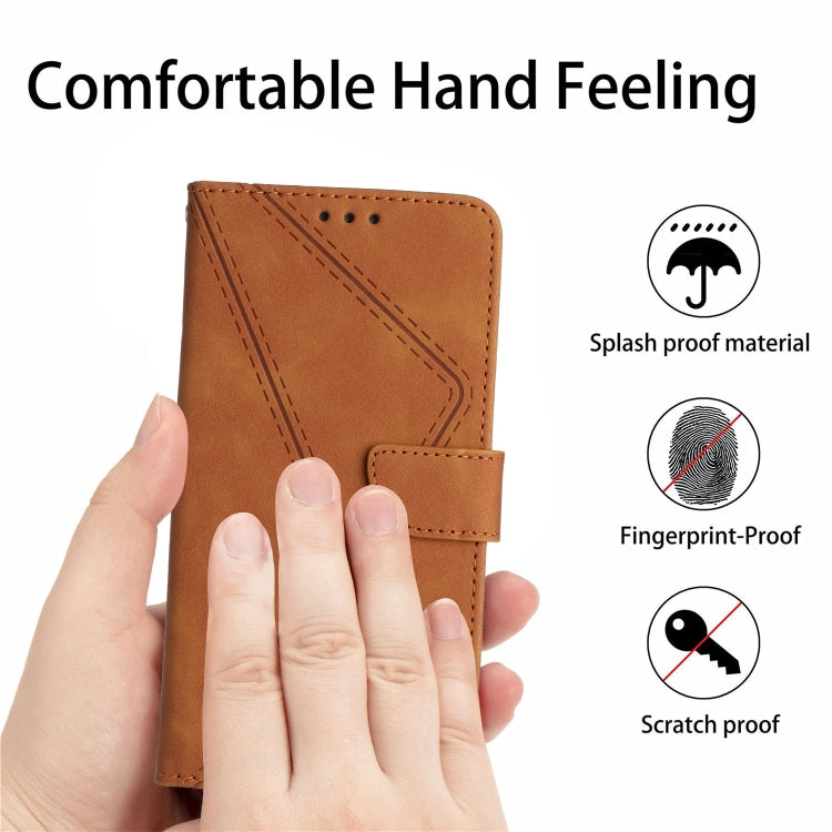 For Samsung Galaxy S23 Ultra 5G Stitching Embossed Leather Phone Case(Brown) - Galaxy S23 Ultra 5G Cases by buy2fix | Online Shopping UK | buy2fix