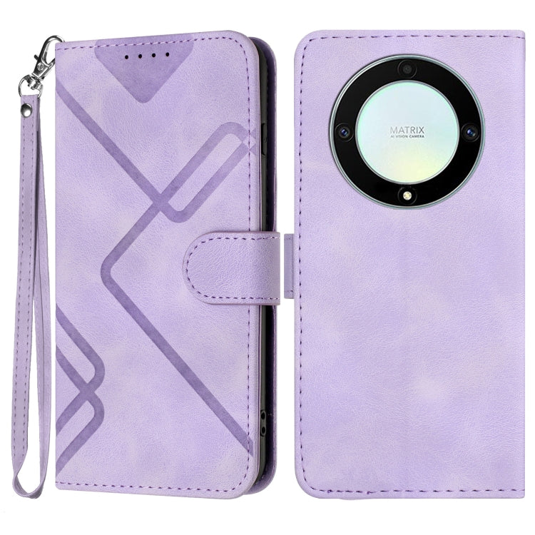 For Honor Magic5 Lite 5G Line Pattern Skin Feel Leather Phone Case(Light Purple) - Honor Cases by buy2fix | Online Shopping UK | buy2fix