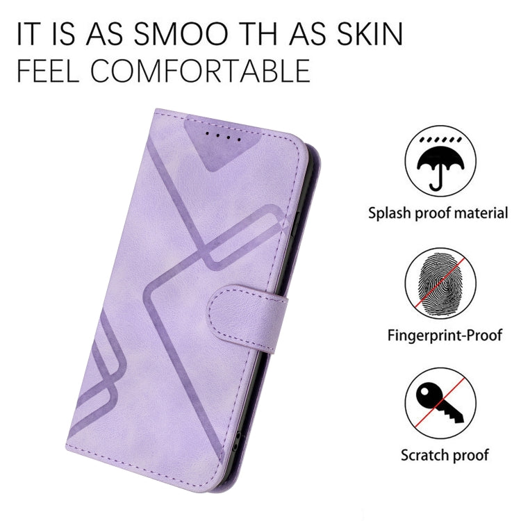 For Samsung Galaxy S21 Ultra 5G Line Pattern Skin Feel Leather Phone Case(Light Purple) - Galaxy S21 Ultra 5G Cases by buy2fix | Online Shopping UK | buy2fix