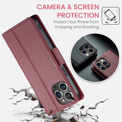 For iPhone 14 Pro CaseMe 023 Butterfly Buckle Litchi Texture RFID Anti-theft Leather Phone Case(Wine Red) - iPhone 14 Pro Cases by CaseMe | Online Shopping UK | buy2fix