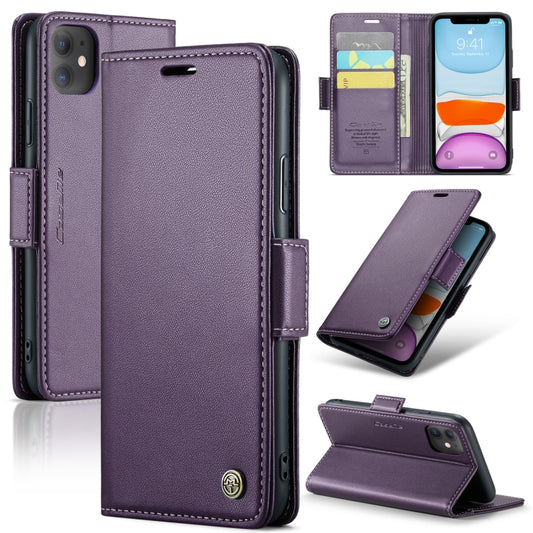 For iPhone 11 CaseMe 023 Butterfly Buckle Litchi Texture RFID Anti-theft Leather Phone Case(Pearly Purple) - iPhone 11 Cases by CaseMe | Online Shopping UK | buy2fix