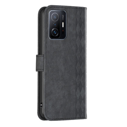 For Xiaomi 11T / 11T Pro Plaid Embossed Leather Phone Case(Black) - Xiaomi Cases by buy2fix | Online Shopping UK | buy2fix