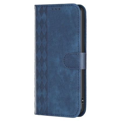 For Xiaomi Redmi 9A Plaid Embossed Leather Phone Case(Blue) - Xiaomi Cases by buy2fix | Online Shopping UK | buy2fix