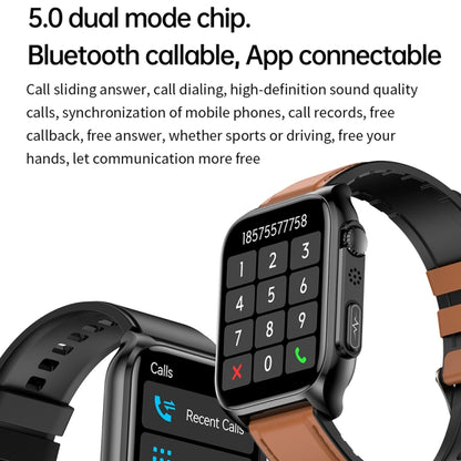 TK12 1.96 inch IP67 Waterproof Leather Band Smart Watch Supports ECG / Remote Families Care / Bluetooth Call / Body Temperature Monitoring(Black) - Smart Watches by buy2fix | Online Shopping UK | buy2fix