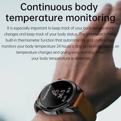 TK22 1.39 inch IP67 Waterproof Leather Band Smart Watch Supports ECG / Non-invasive Blood Sugar(Black) - Smart Watches by buy2fix | Online Shopping UK | buy2fix