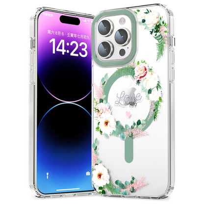 For iPhone 12 Pro Max MagSafe Magnetic TPU Phone Case(White Pink Rose) - iPhone 12 Pro Max Cases by buy2fix | Online Shopping UK | buy2fix