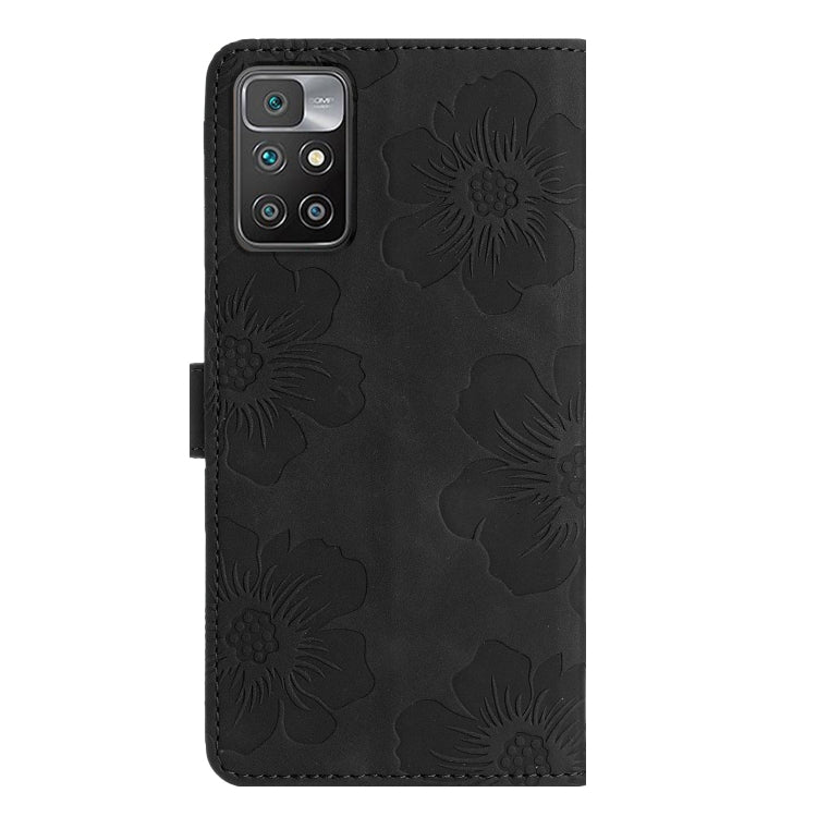 For Xiaomi Redmi 10 2022 Flower Embossing Pattern Leather Phone Case(Black) - Xiaomi Cases by buy2fix | Online Shopping UK | buy2fix