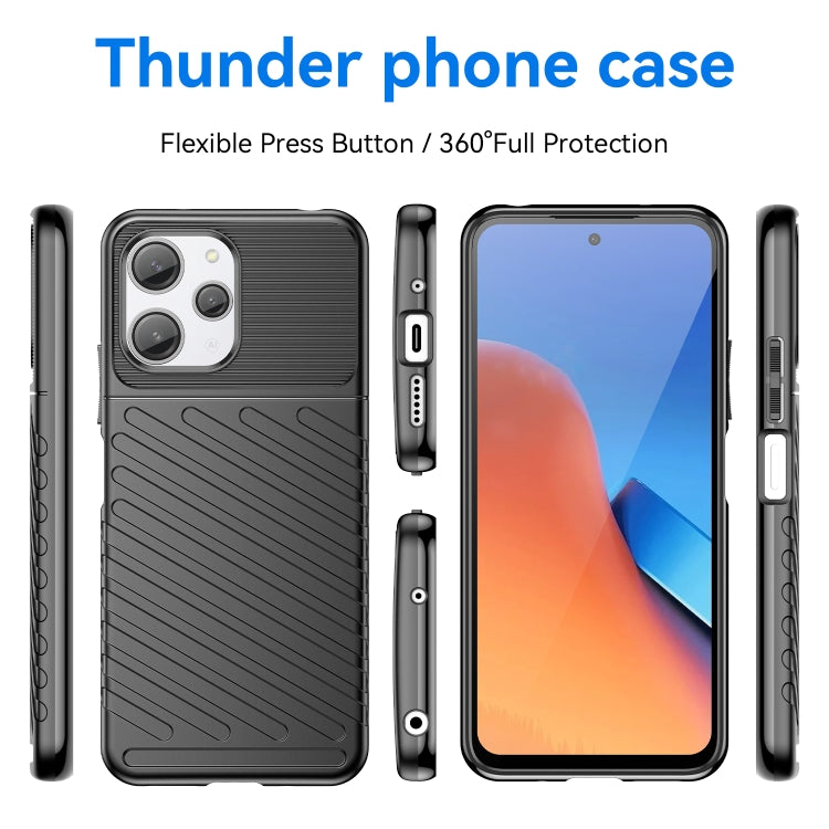 For Xiaomi Redmi 12 Thunderbolt Shockproof TPU Protective Soft Phone Case(Black) - Xiaomi Cases by buy2fix | Online Shopping UK | buy2fix