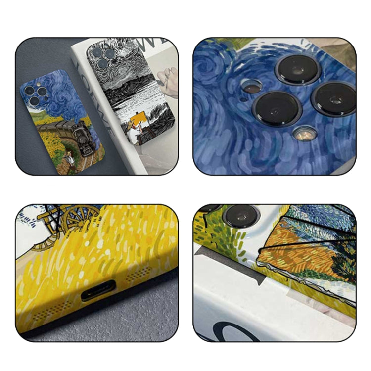 For iPhone 12 mini Precise Hole Oil Painting Pattern PC Phone Case(Inkwash) - iPhone 12 mini Cases by buy2fix | Online Shopping UK | buy2fix