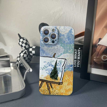 For iPhone 12 Pro Precise Hole Oil Painting Pattern PC Phone Case(Landscape Painting) - iPhone 12 / 12 Pro Cases by buy2fix | Online Shopping UK | buy2fix